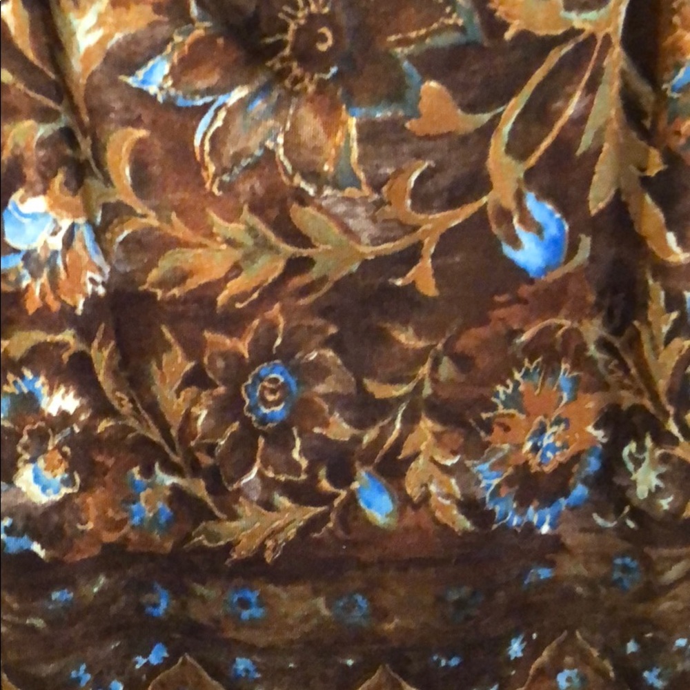 Brown summer dress w blue pops of color size L